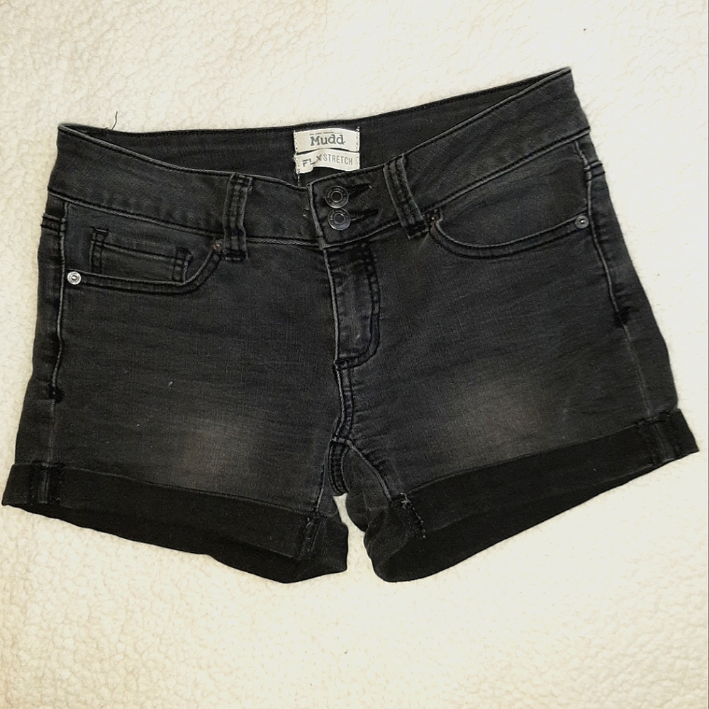 Mudd mid-rise black denim shorts